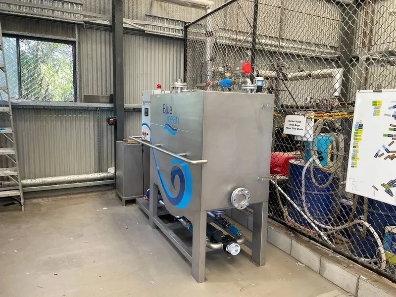 Blue Ocean Compact water recycling system installed in high-volume commercial laundry facility